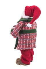 26" Red and Green Cloth Sabbatical Santa Figurine with Coffee and Snacks