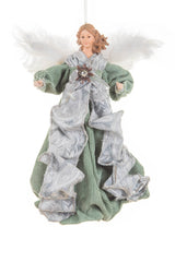 11" Hanging Mint and Gray Cloth Graceful Angel