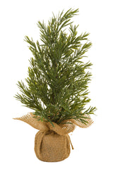 14.5"Green Pvc Christmas Tree with Burlap Wrapped Base
