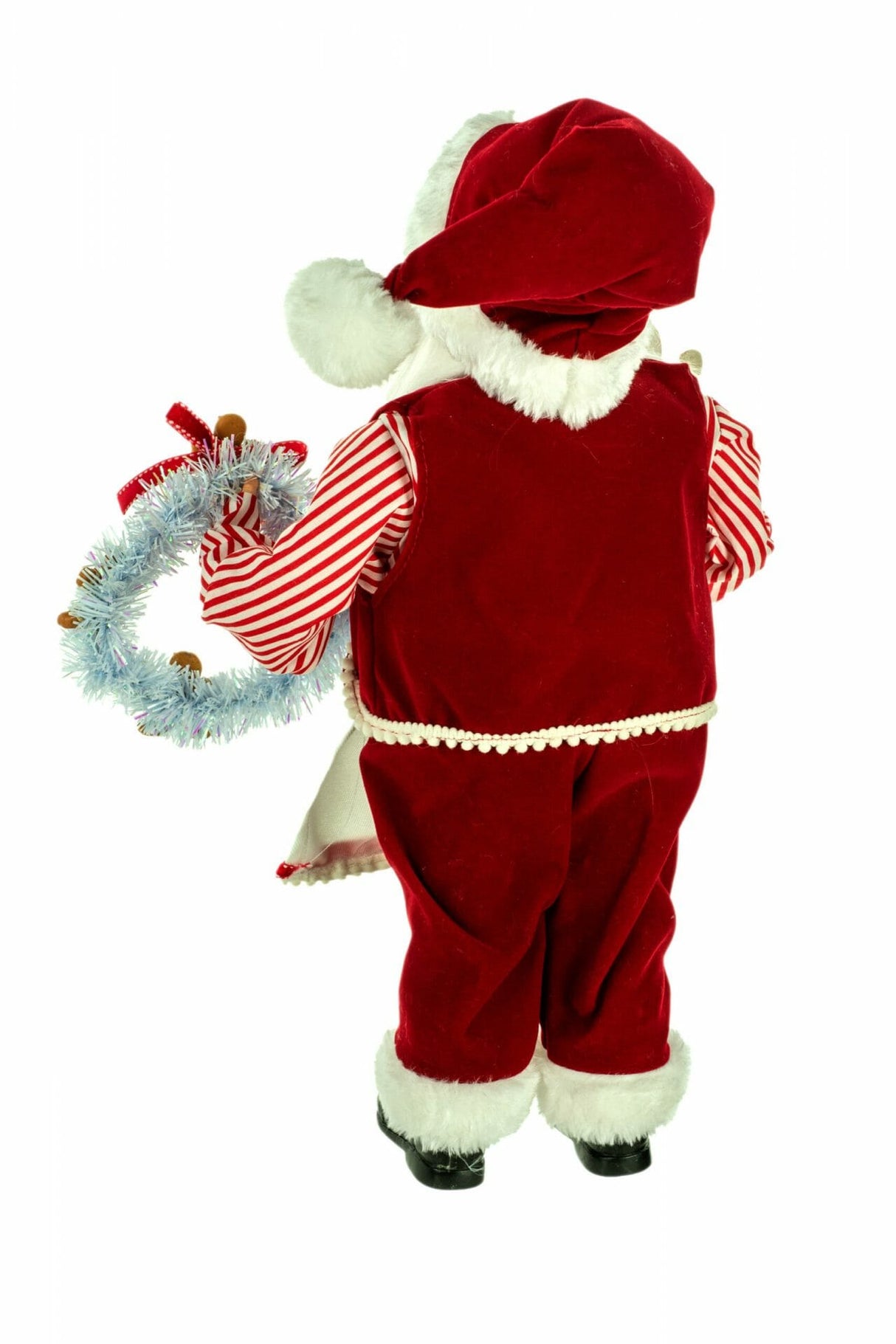 16" Red and White Cloth Baking Santa Claus Figurine with Plate of Sweets