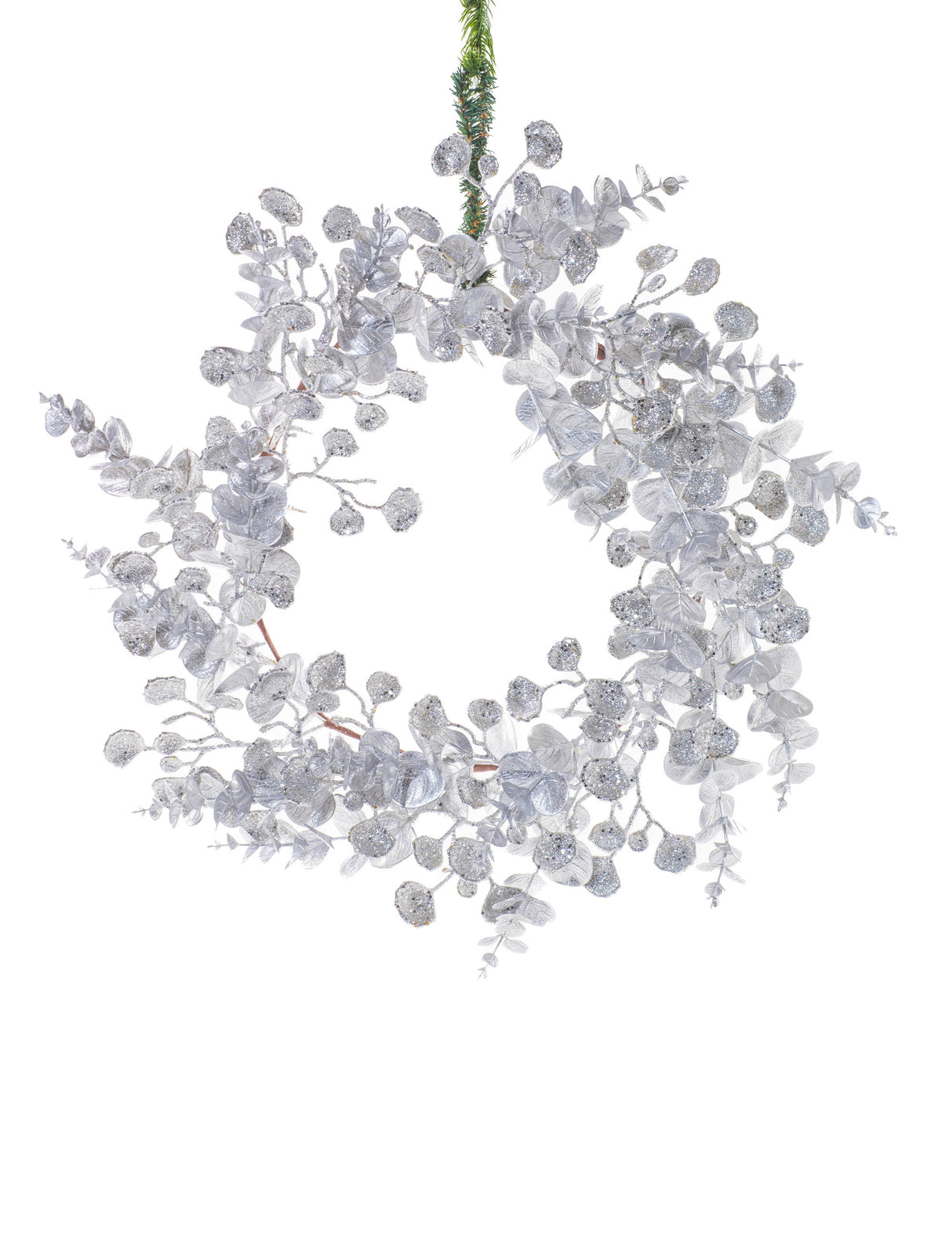 16"Silver Plastic Eucalyptus Wreath