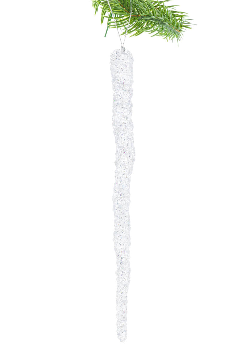 9" Hanging Sparkly Iridescent Acrylic Icicle Ornament