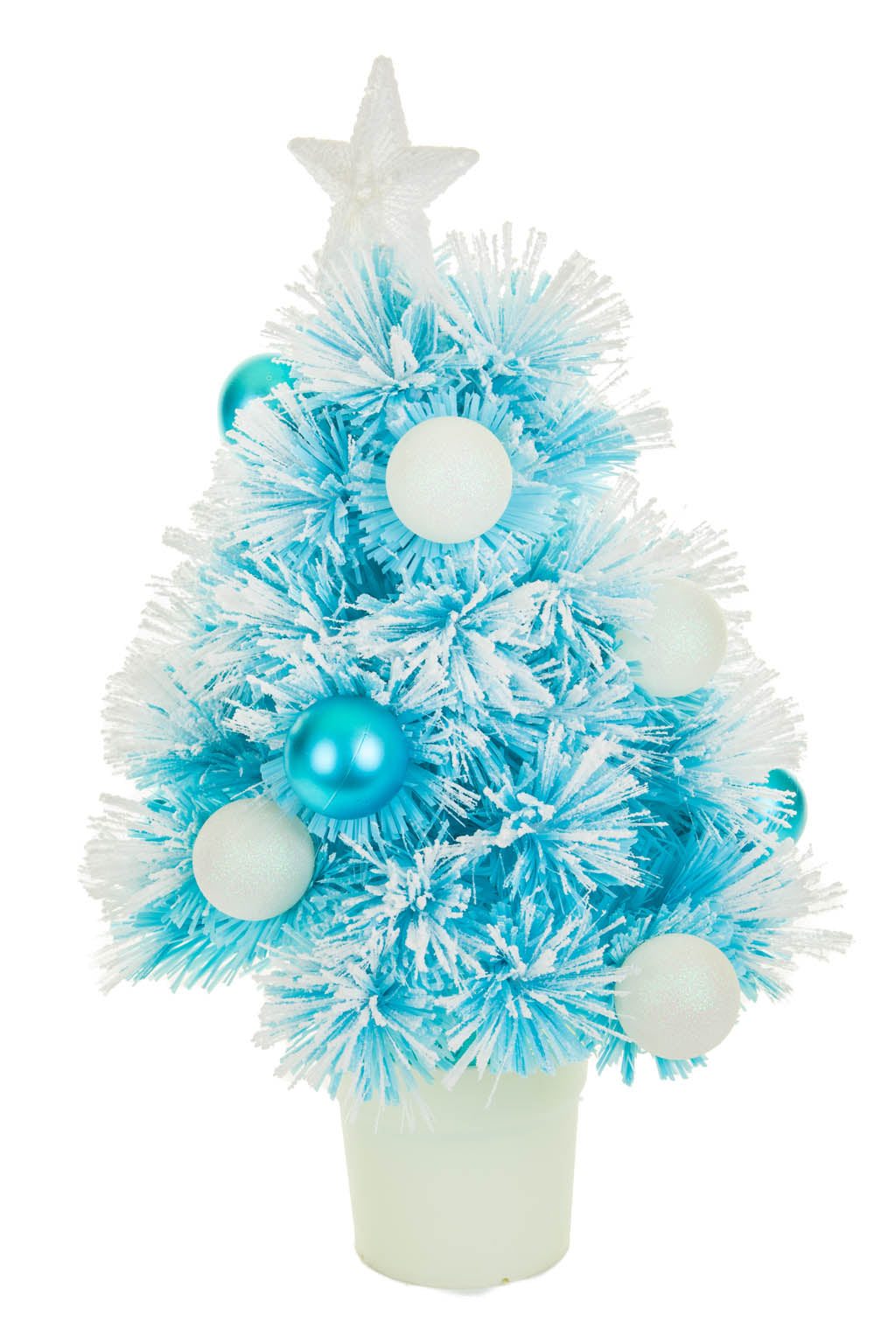 24" Blue and White Pvc Ornamented Warm White LED Christmas Tree