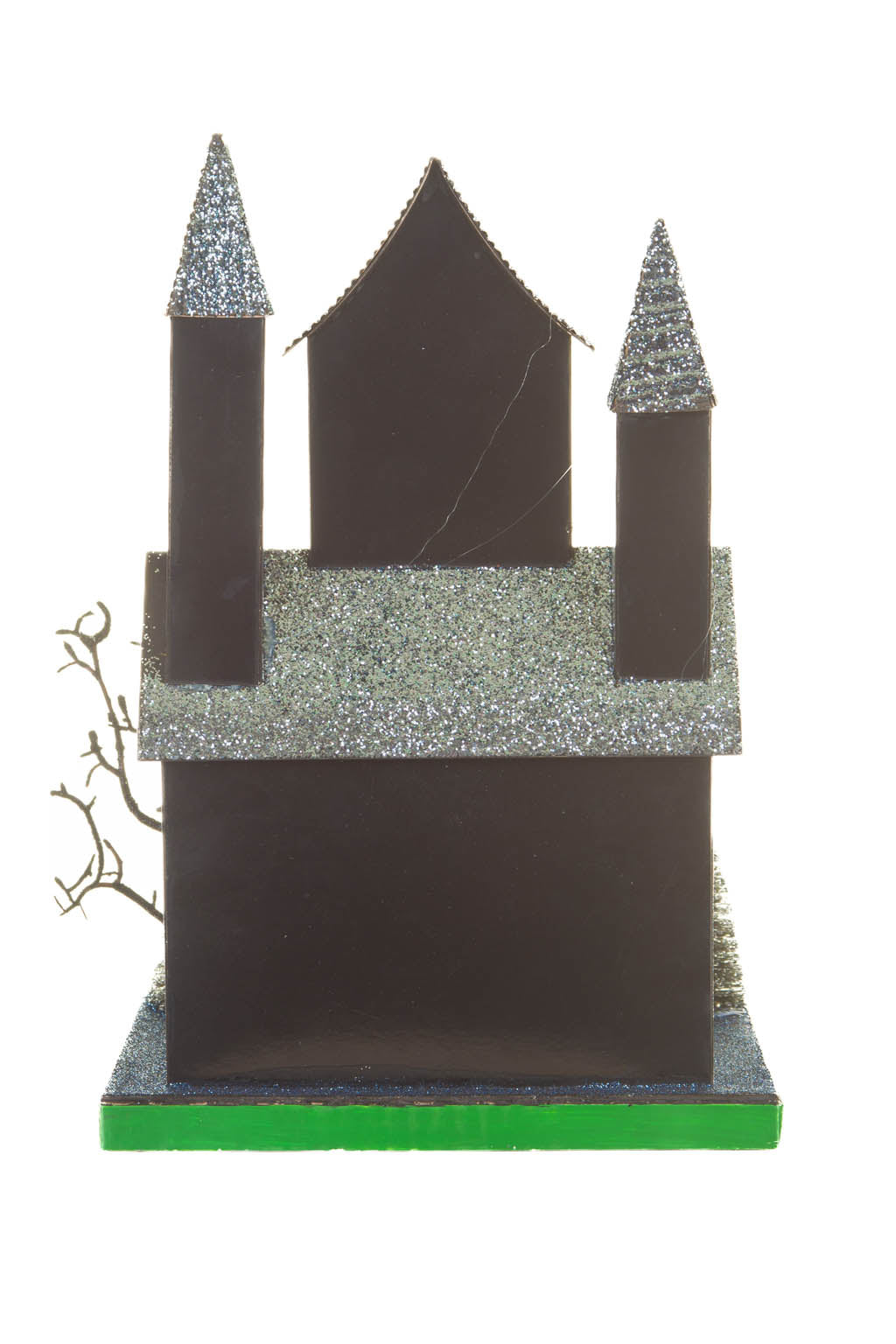 12" Black and Green Cardboard LED Haunted House