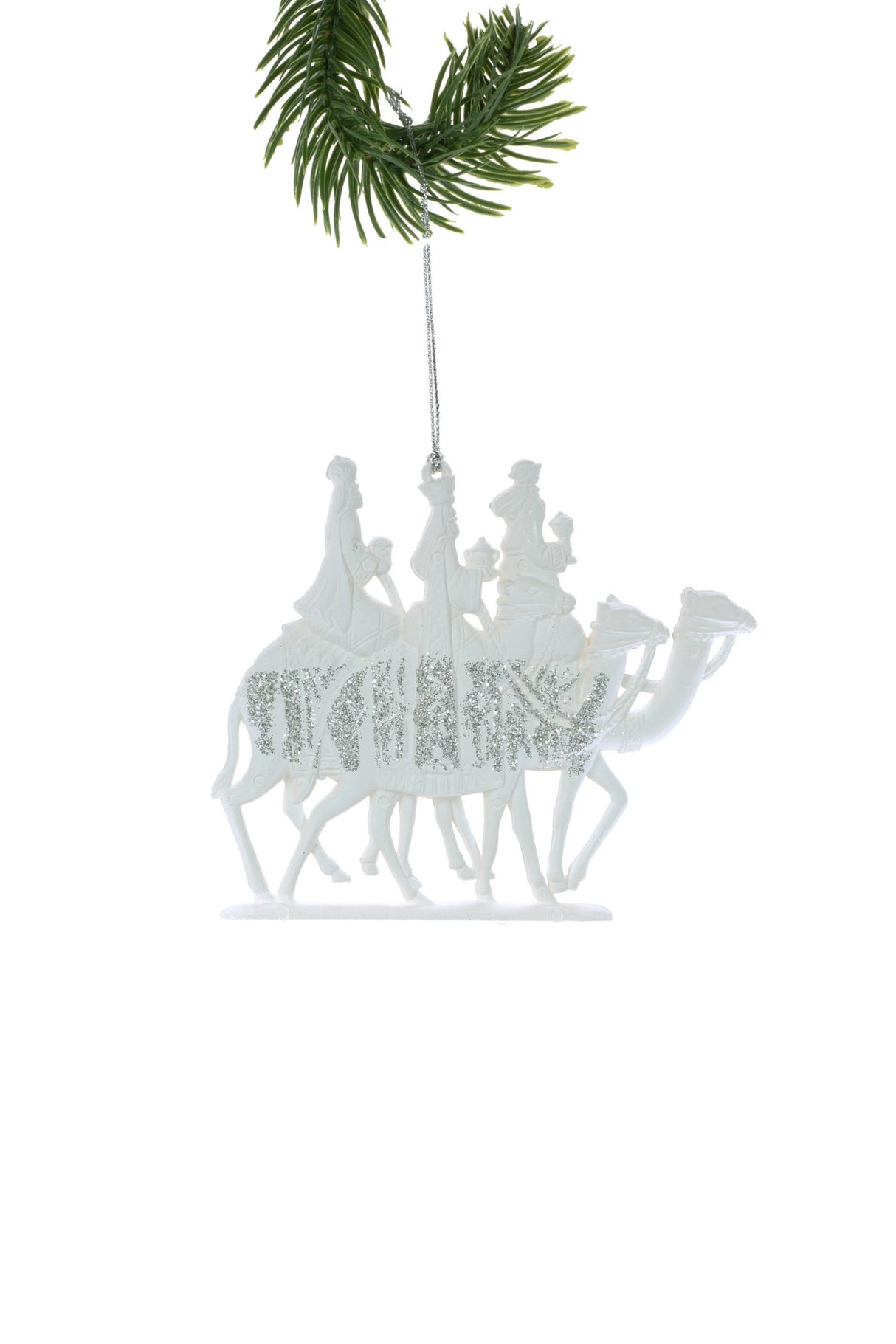 5" Hanging White Old Wise Men Ornament with Camels