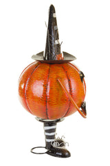 28" Orange and Black Metal Bouncy Pumpkin Ornament