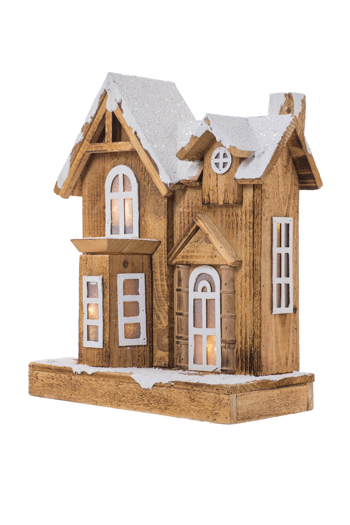 14.25"Smokey and White Wood Classic House LED Display