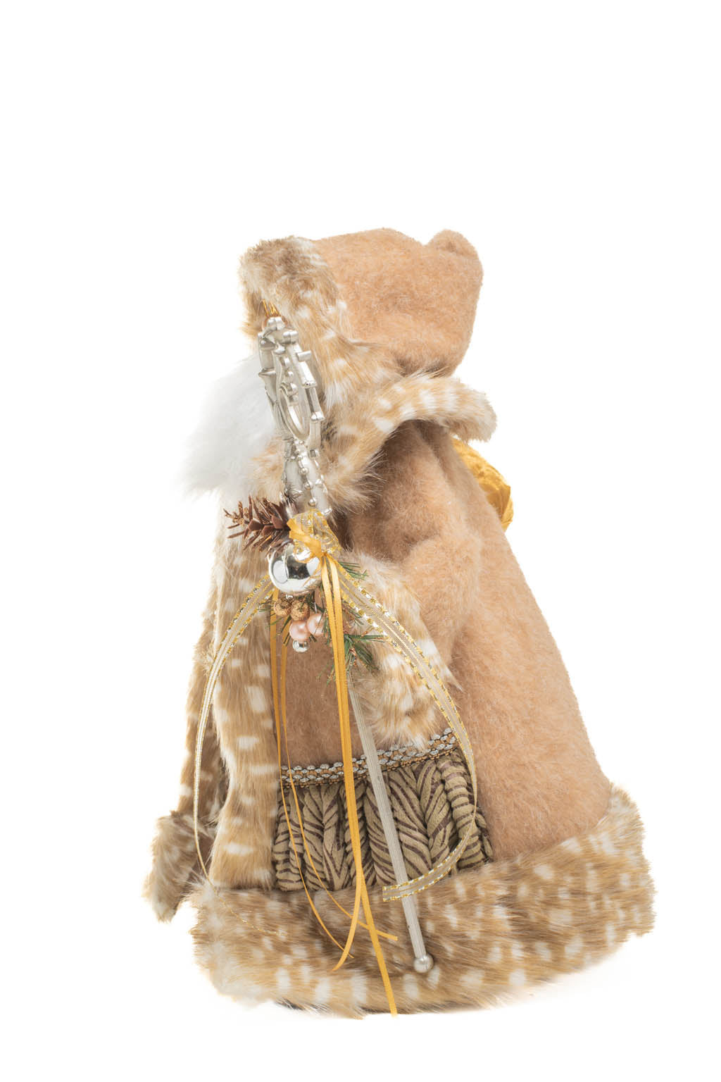 19" Beige and Gold Woolen Nordic Santa Figurine with Scepter