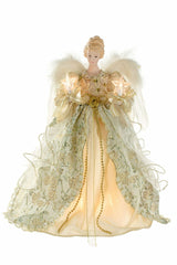 14.5" Beige Cloth Vintage 10-Light Angel Tree Topper