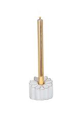 12.75" Gold and White Glass Candle Illuminated Display