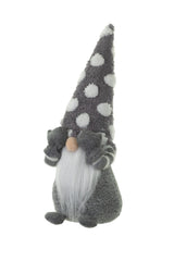 14" Gray and White Plush Shy Guy Gnome with Spotted Hat