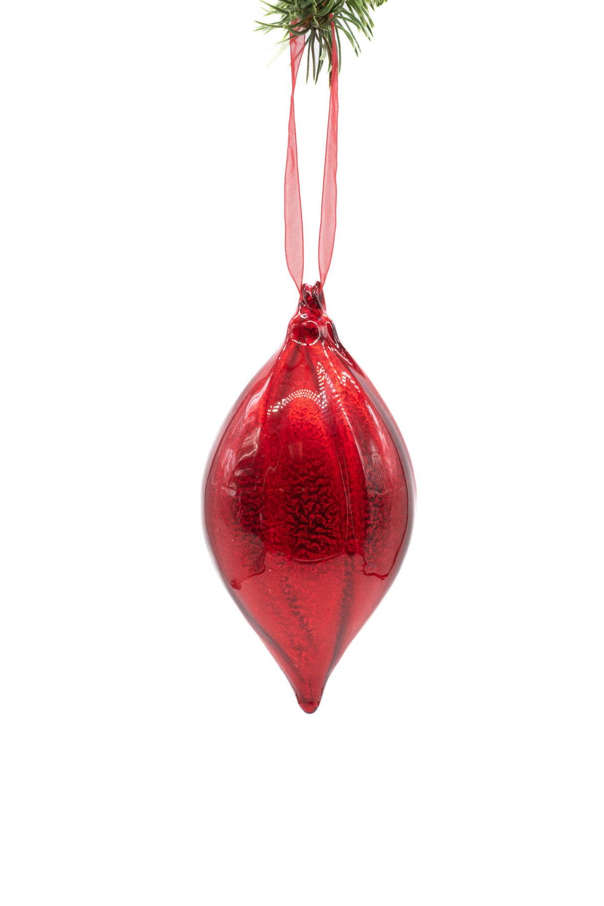5" Hanging Red Glass Drop Ornament