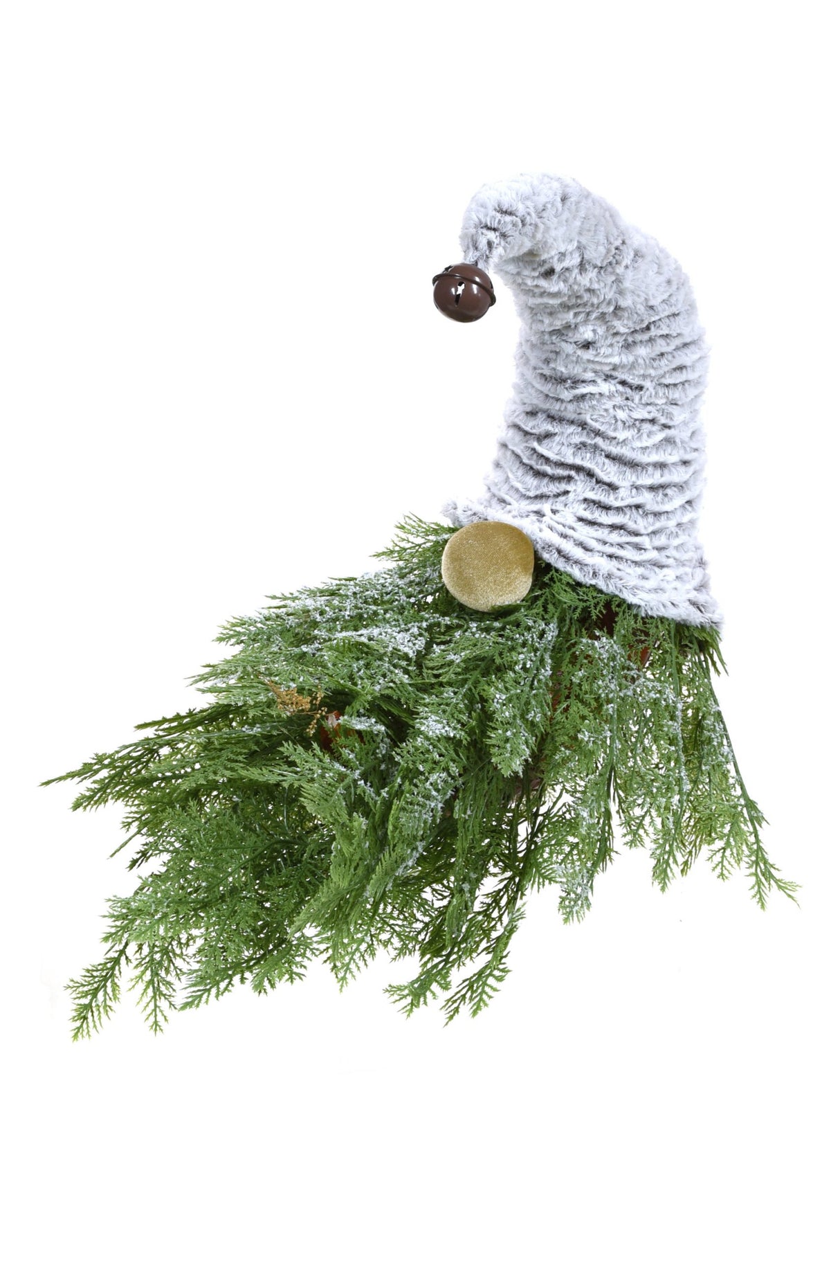 21" Green Cloth Moon Gnome Face with Santa Hat