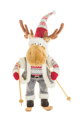 14" Striped Gray and Brown Cloth Moose Figurine