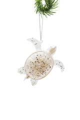 5" Hanging White and Clear Glass Turtle Ornament