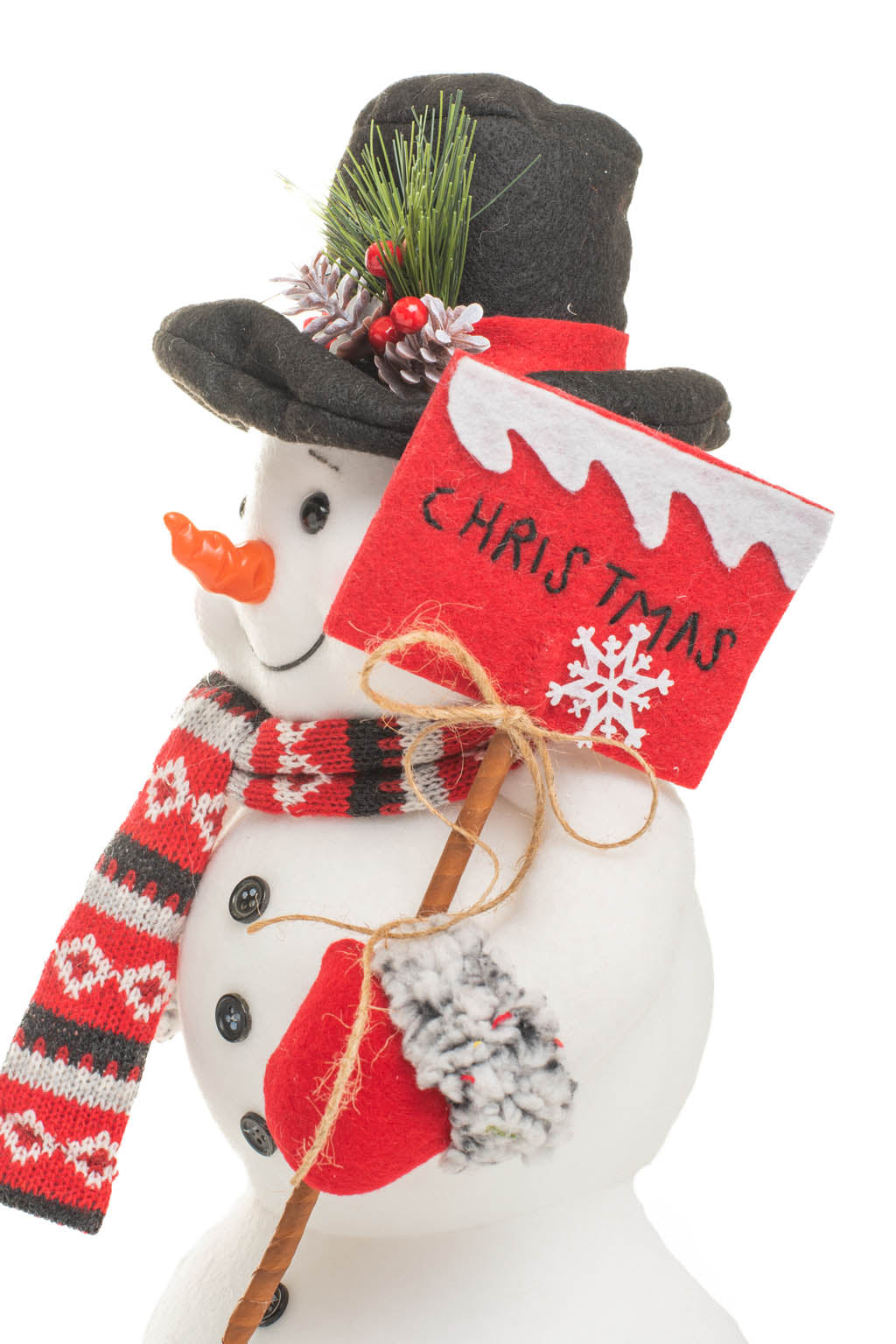 16" White and Red Polyfoam Majestic Snowman with Top Hat