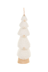 15.25" Cream and Natural Foam Topped with Wooden Star Basketweave 5 Tier Christmas Tree
