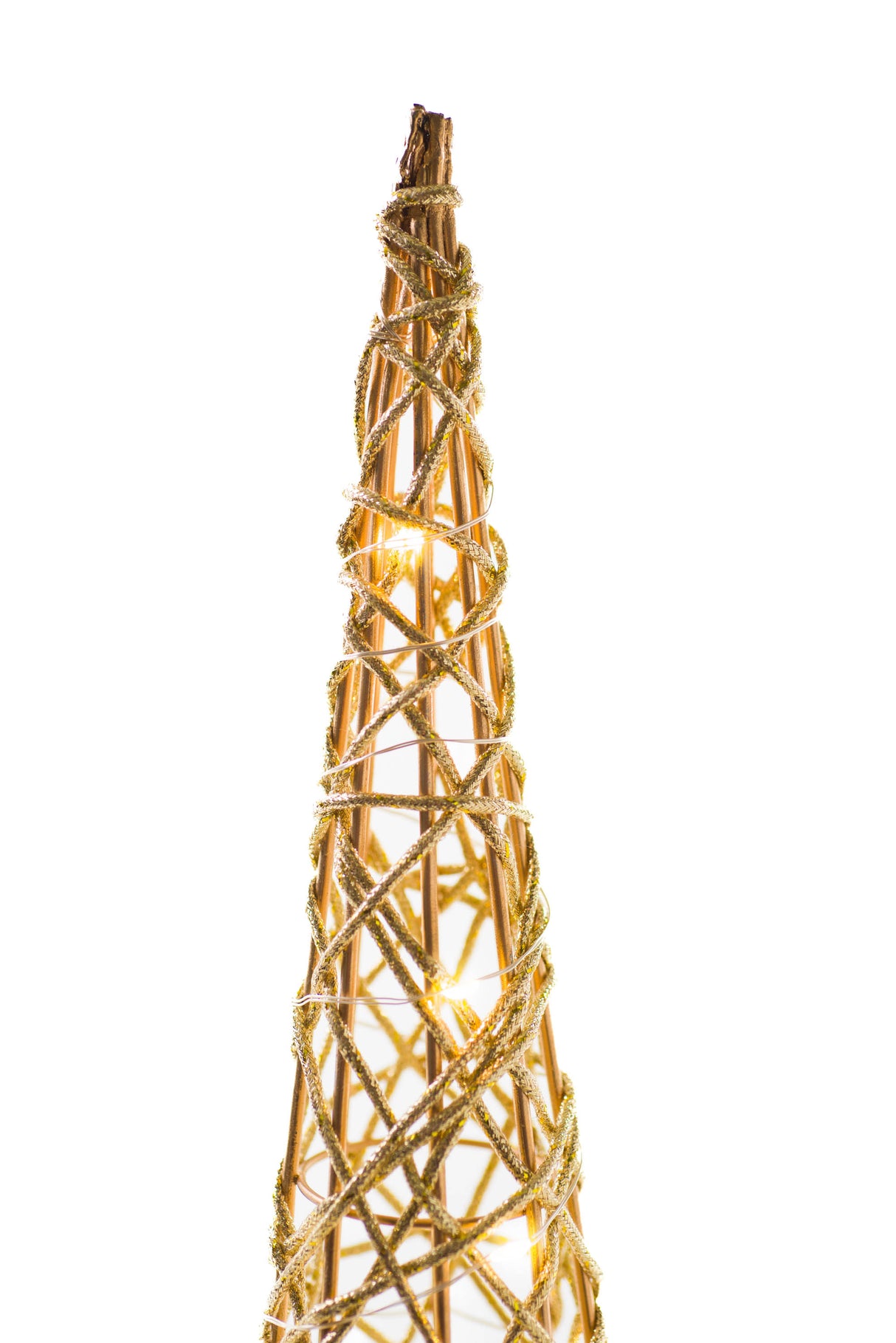 31.5"Cone Gold Wireframe Accent Illuminated Tree Set