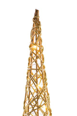 31.5"Cone Gold Wireframe Accent Illuminated Tree Set
