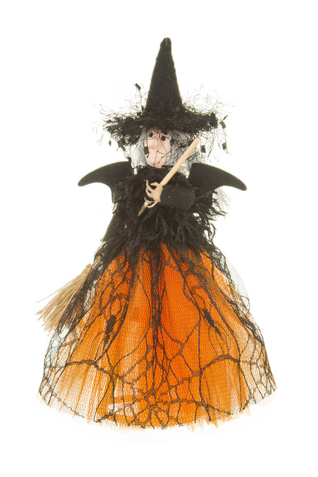 11" Orange and Black Cloth Grinning with Figurine with Bat Wings