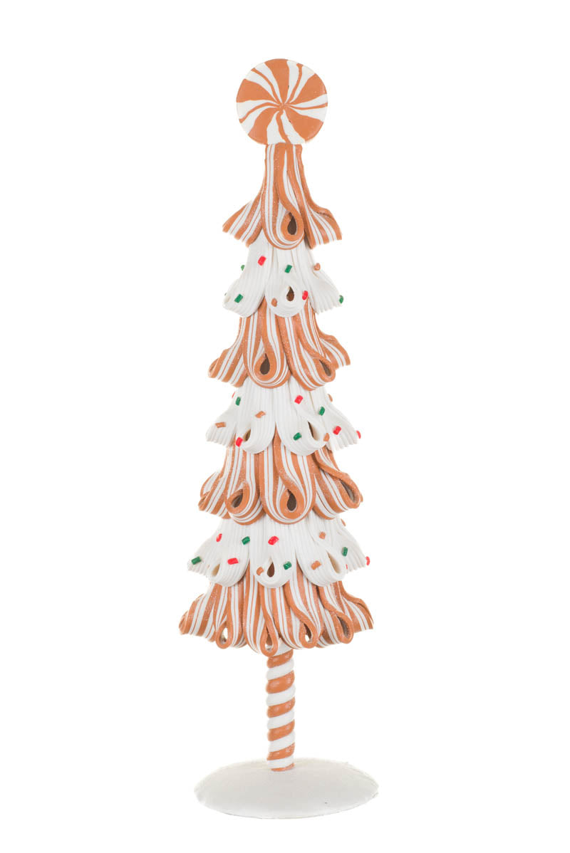14" Small White and Green Clay Candy-Ribbon Tree Display