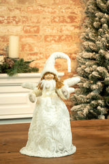 16" Sitting White Cloth Angel Girl with Wings