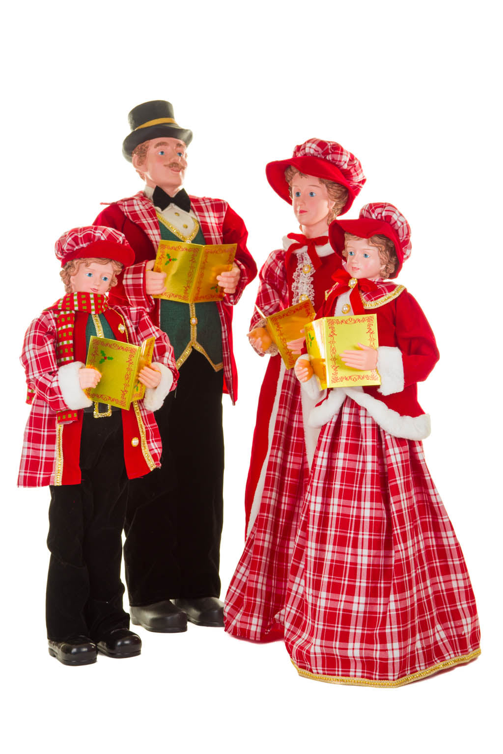 41.5" Set of 4 Red and Black Cloth Jolly Caroler Set