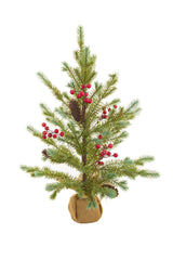 23.5"Green Pvc Christmas Tree with Berries and Pinecones