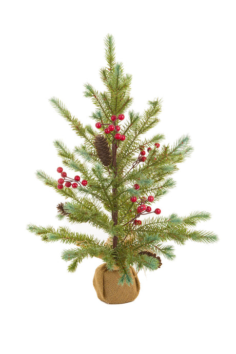 23.5"Green Pvc Christmas Tree with Berries and Pinecones