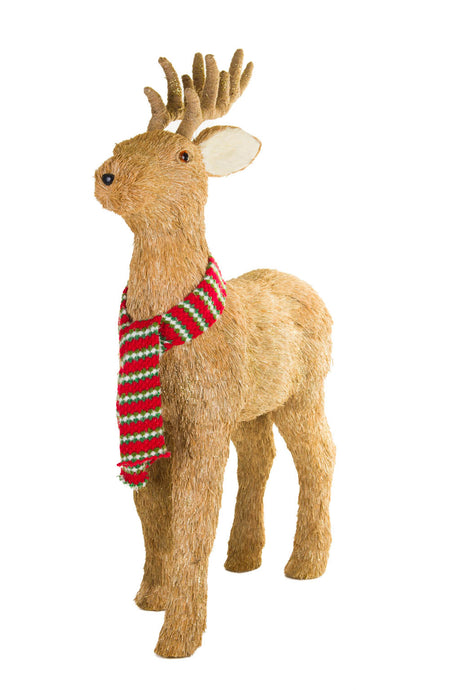 36" Large Brown Foam Reindeer Figurine with Scarf