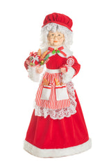 32" Candycane Red and White Cloth Classic Mrs. Claus Figurine