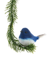 4" Clip-On Blue and White Foam Small Bird Ornament