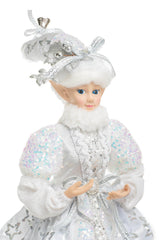24" Sitting Sequin Platinum Polyester Smug Elf Doll with Star Coat