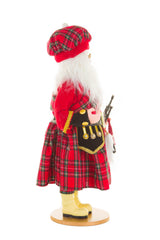 19" Red and Black Cloth Scottish Santa Figurine with Bagpipes