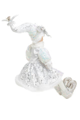 24" Sitting Sequin Platinum Polyester Smug Elf Doll with Star Coat