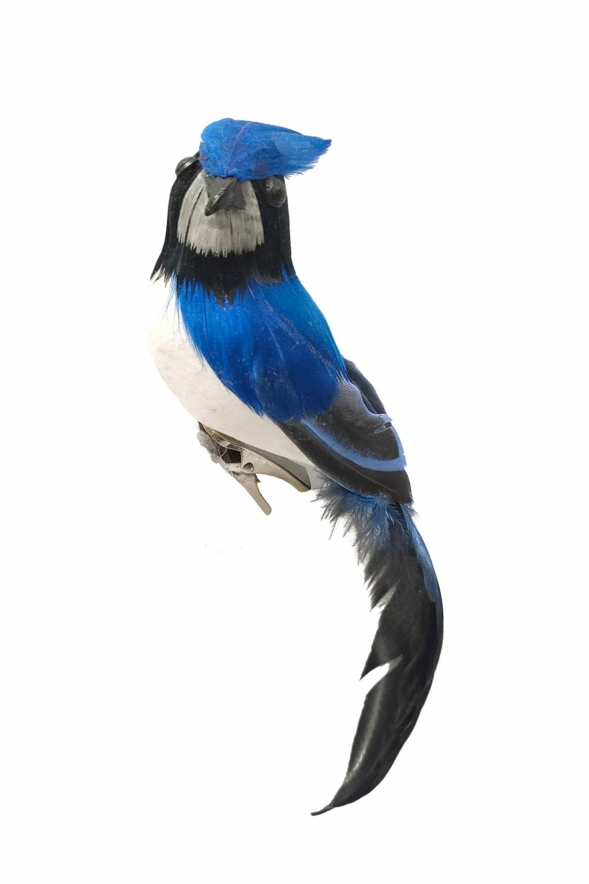 7" Hanging Blue and White Feathered Bluejay Ornament