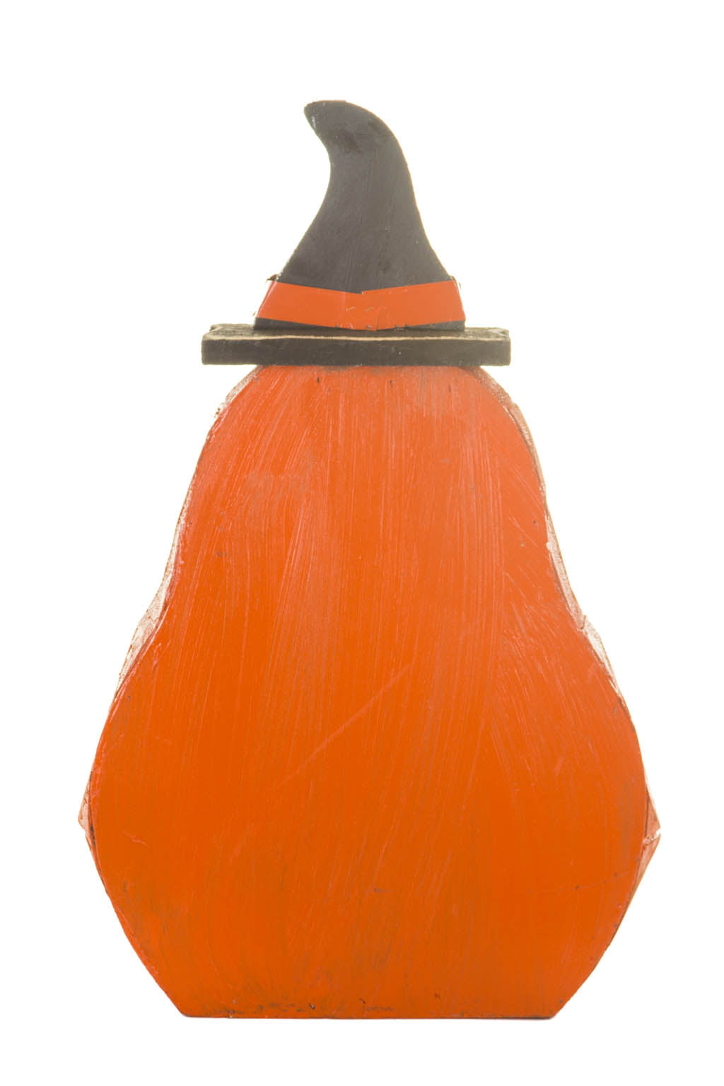 24.5" Orange and Black Wooden Jack O' Lantern Display with Bat