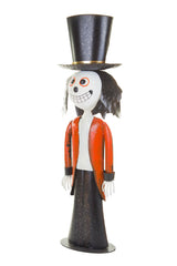 27.5" Black and White Metal Mr. Skellington Figure