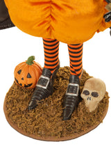 20" Sequin Black and Orange Polyester Pumpkin Witch Figure