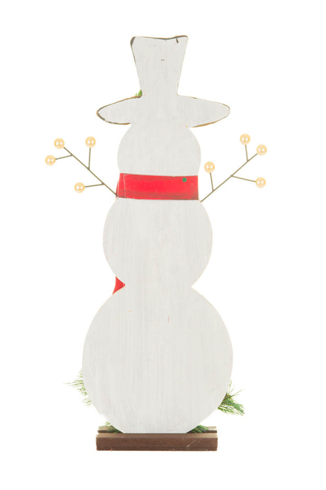 16.75"Beige Wooden Smiling Snowman