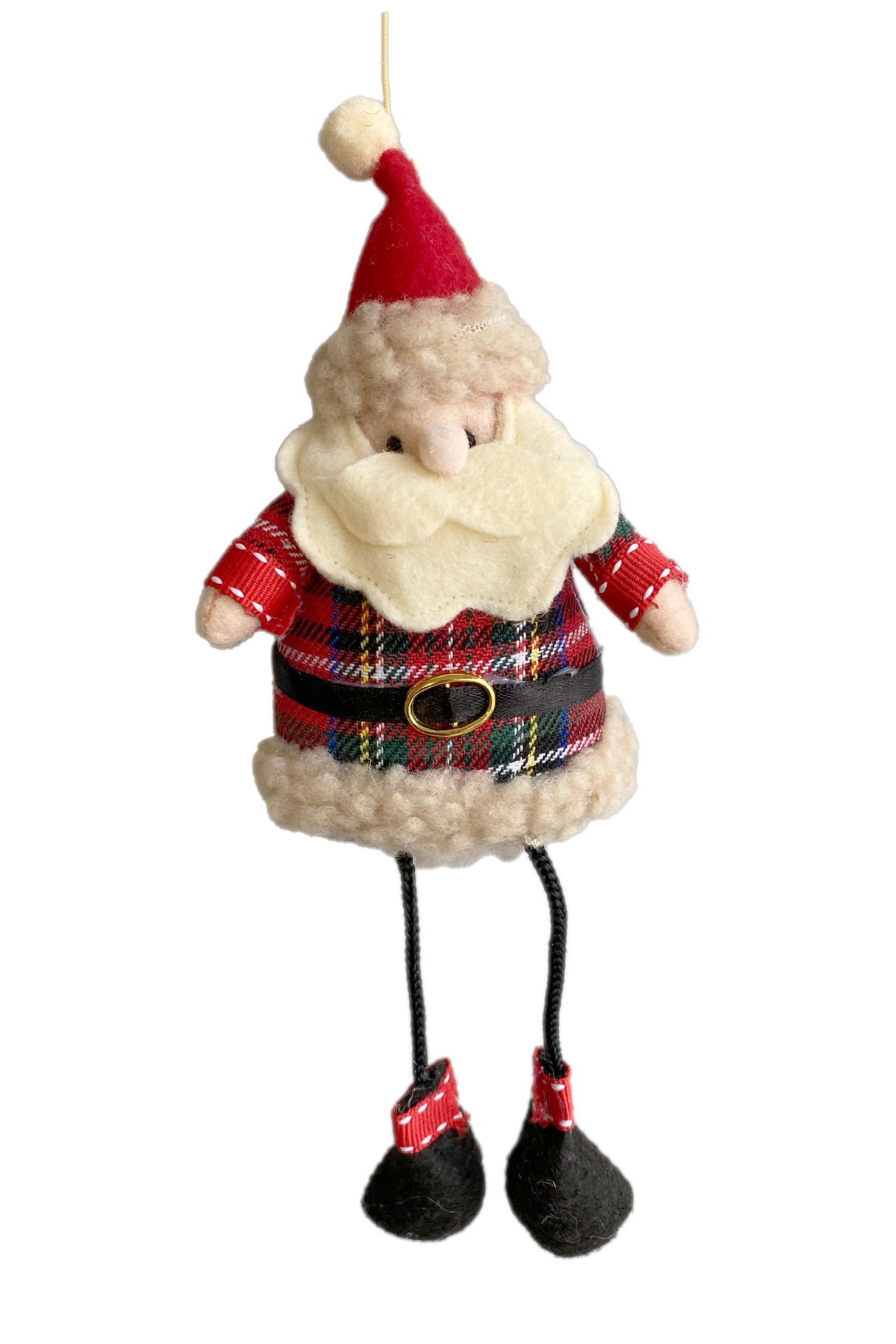 8.5" Hanging Red Cloth Santa Ornament
