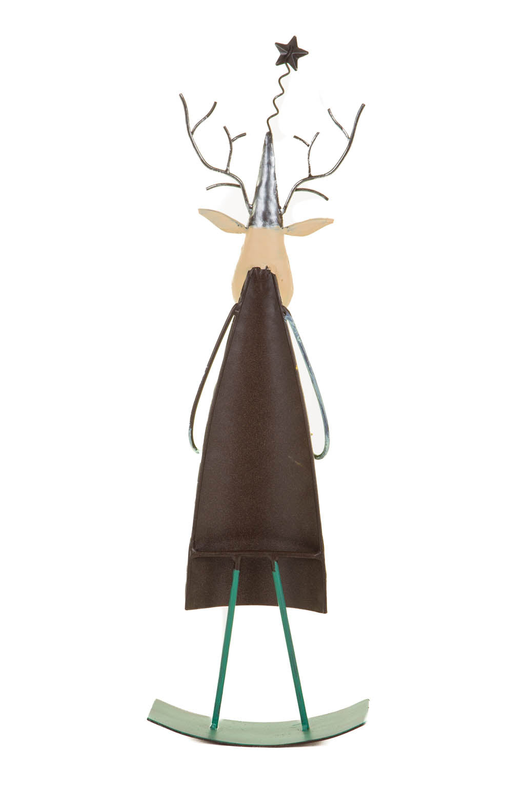 19" Teal and Gold Metal Swaying Reindeer Figurine with Gold Accents