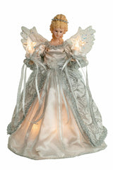 12" White and Silver Cloth Vintage 10-Light Angel Tree Topper
