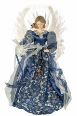 18" Blue Cloth Large Modern Fiber Optic Angel Tree Topper