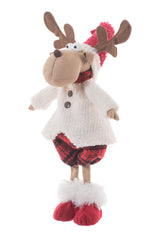 21.5" Red and White Fleece Moose Figurine