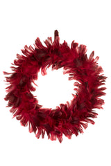 22" Hanging Burgundy Feather Wreath