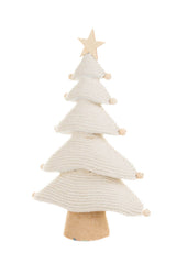 15.25" Cream and Natural Foam Topped with Wooden Star Basketweave 5 Tier Christmas Tree