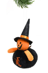 6" Round Black Cloth Happy Jack O' Lantern Figurine