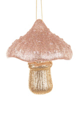 3.5" Hangable Champagne and Gold Acrylic Mushroom Ornament