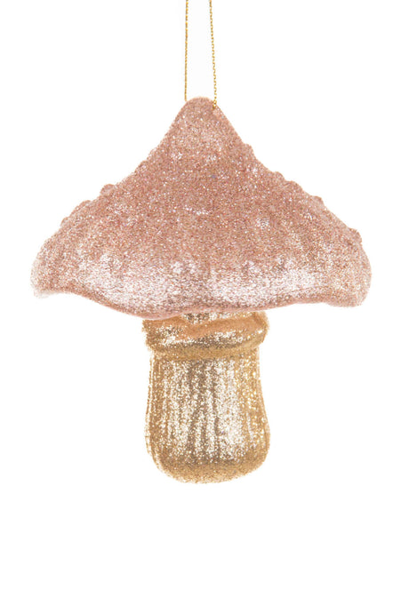 3.5" Hangable Champagne and Gold Acrylic Mushroom Ornament